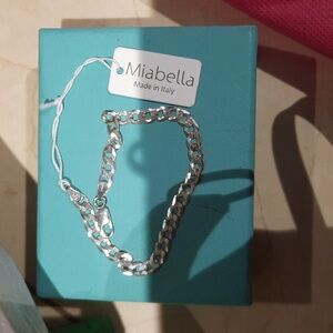 NWT AUTHENTIC GENUINE SOLID STERLING SILVER CURB OPEN LINK BRACELET 6.5"